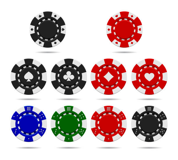 포커 칩 세트 흰색 배경에 고립 - gambling chip stock illustrations