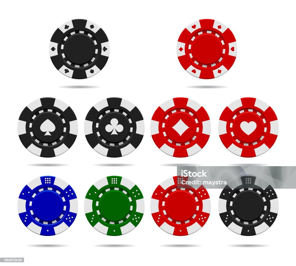 Poker chips set isolated on white background Poker chips set isolated on white background. Vector illustration Gambling Chip stock vector