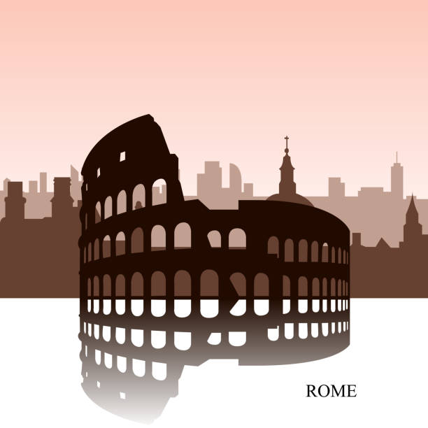 ilustrações, clipart, desenhos animados e ícones de cidade de roma - italian flag skyline famous place flag