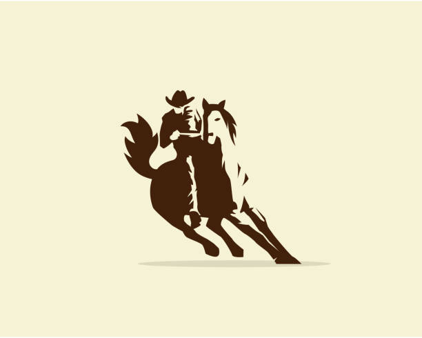 ilustraciones, imágenes clip art, dibujos animados e iconos de stock de vector de vaquero caballo salvaje - rodeo cowboy horse silhouette