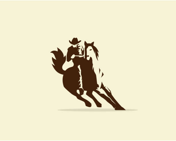 야생 말을 타고 카우보이의 벡터 - rodeo cowboy horse silhouette stock illustrations