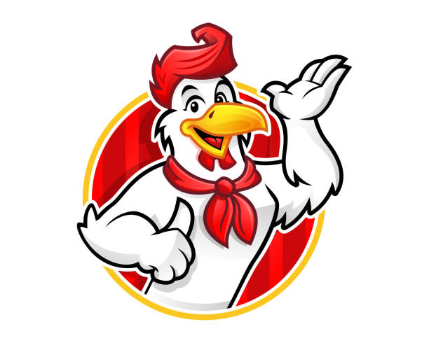 Chicken mascot or chicken character, suitable for restaurant business Chicken mascot or chicken character, suitable for restaurant business chicken thumbs up design stock illustrations