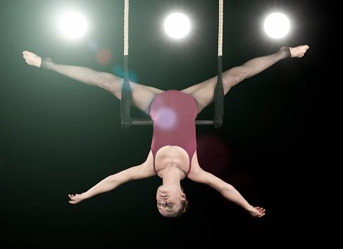 Circus performance on trapeze