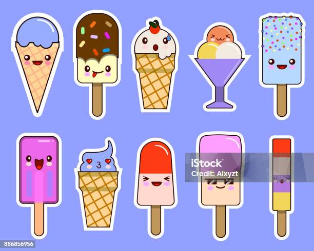 Ilustración de Kawaii Helado Conjunto De Emoticonos Personajes De Dibujos Animados Lindo Aislado En Azul Diseño Vector Plano y más Vectores Libres de Derechos de Alimento - iStock Ilustración de Kawaii Helado Conjunto De Emoticonos Personajes De Dibujos Animados Lindo Aislado En Azul Diseño Vector Plano y más Vectores Libres de Derechos de Alimento - iStock
