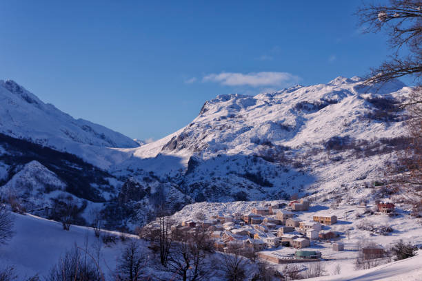 Sotres village at sunset in Spain.