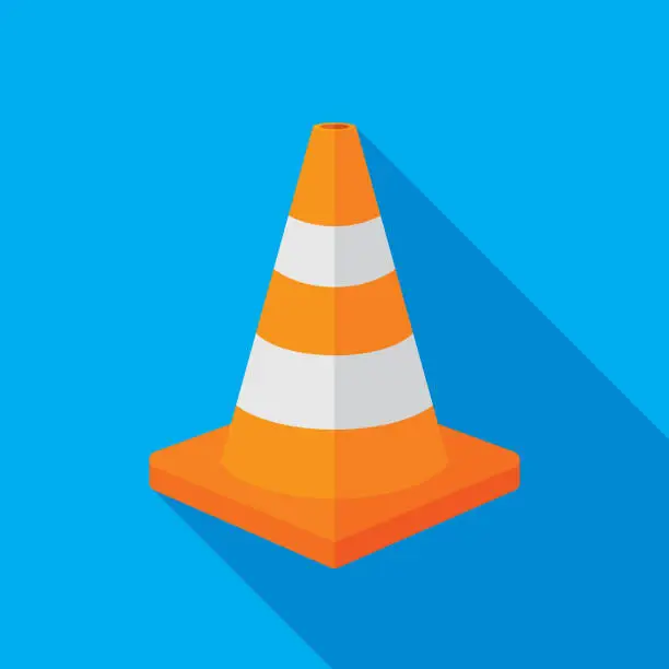 Vector illustration of Traffic Cone Icon Flat