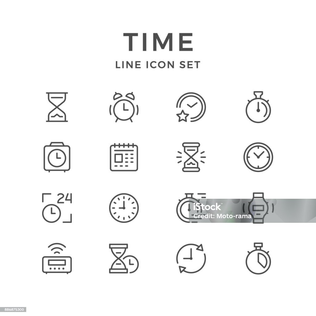Set line icons of time Set line icons of time isolated on white. Vector illustration Icon Symbol stock vector