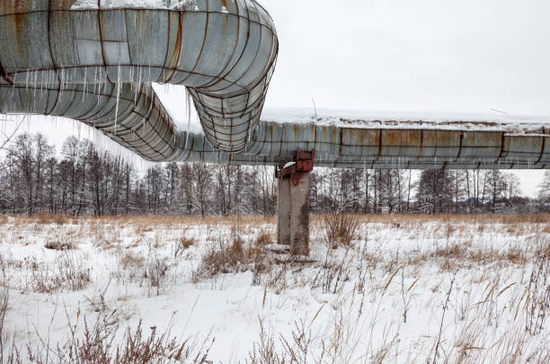 istock Pipelines with icicles hanging from the pipes. 886879150