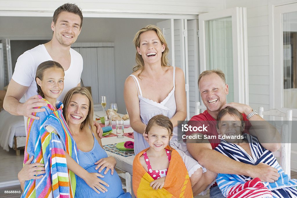 Family smiling after enjoying swimming  Nephew Stock Photo