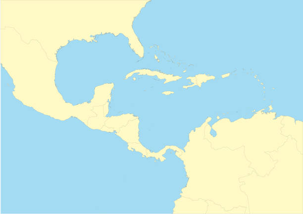 wektorowa mapa ameryki środkowej - central america map belize honduras stock illustrations