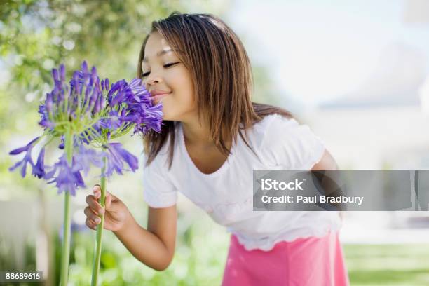 Ragazza Profumato Fiore - Fotografie stock e altre immagini di Bambino - Bambino, Fiore, Primavera