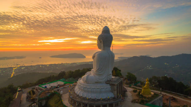 istock aerial view sunrise in front of Phuket big Buddha 886900764