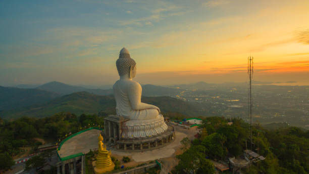 istock aerial view sunrise in front of Phuket big Buddha 886900766