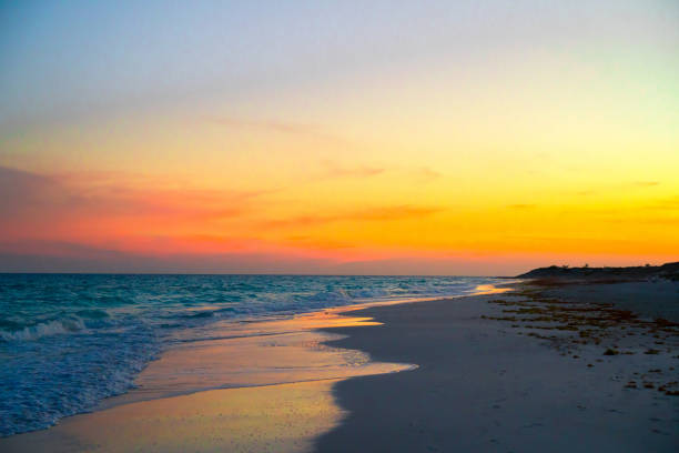 Stunning beautiful sunset on an exotic caribbean beach
