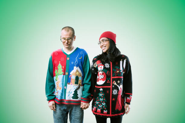 istock Christmas Sweater Couple 886942402