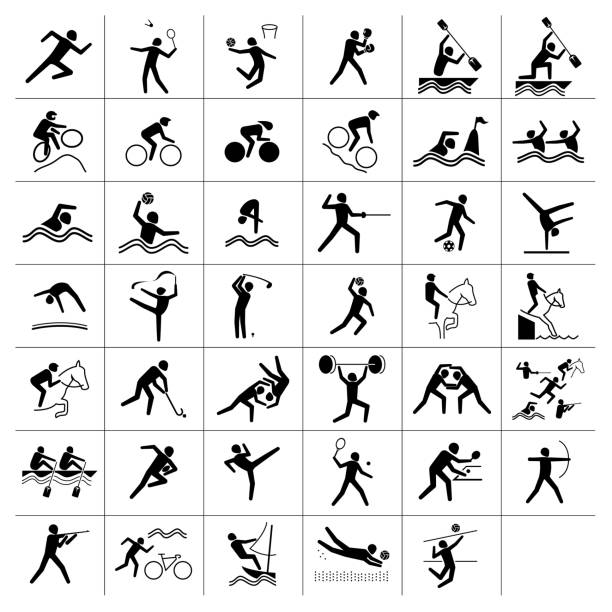 abbildung stellt dar piktogramm abwechslungsreiche sportarten, mehrere spiele. ideal für sport und institutionellen materialien - sports symbol stock-grafiken, -clipart, -cartoons und -symbole