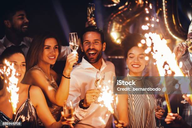 Celebrating With Closest People Stock Photo - Download Image Now - New Year's Eve, Party - Social Event, New Year