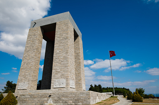 Turkish cemetery for soldiers who death at from First World of War of the battle of Gallipoli in Canakkale, Turkey.