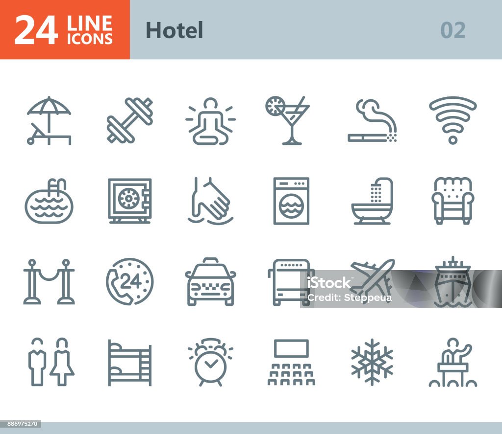 Hotel - lijn vector iconen - Royalty-free Pictogram vectorkunst