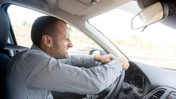 istock Nervous and angry driver, transportation and lifestyle concepts 886978260