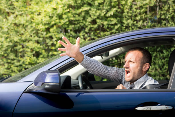 istock Furious and angry driver, transportation and lifestyle concepts 886978312