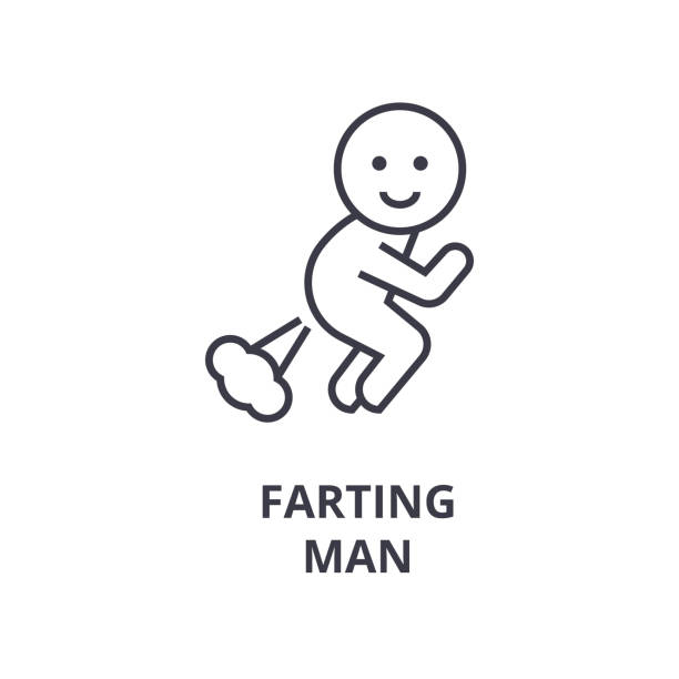 farting man line icon, outline sign, linear symbol, vector, flat illustration farting man line icon, outline sign, linear symbol, flat vector illustration ugly nose stock illustrations