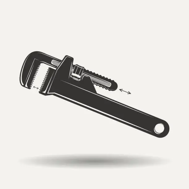 Vector illustration of Monochrome wrench sign