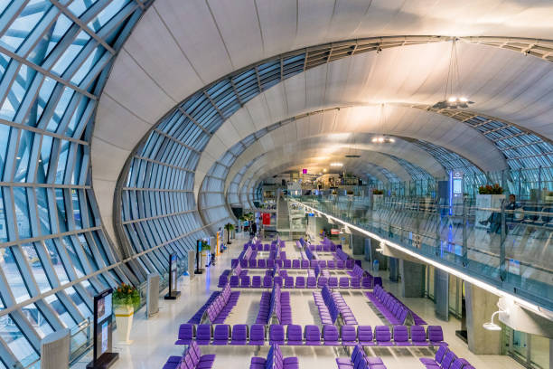 Bangkok: This is the interior architecture of Bangkok Suvarnabhumi international airport on August 16, 2017 in Bangkok