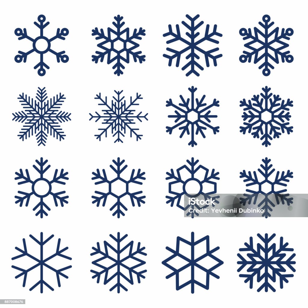Ensemble de flocons de neige de vecteur. Texture de flocon de neige pour la décoration. Symbole géométrique de neige - clipart vectoriel de Flocon de neige - Neige libre de droits