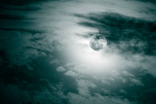 Super moon. Background night sky with clouds and a full moon.