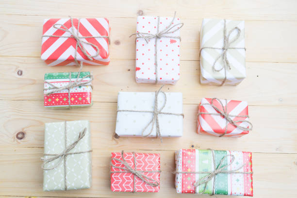 istock top view of various gift boxes on wooden table 887031250