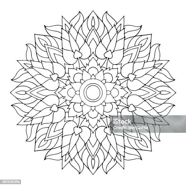 Chakra Mandala Icon Symbol Flower Floral Vector Hand Drawn Illustration Design Concept Sign Drawing Stock Illustration - Download Image Now