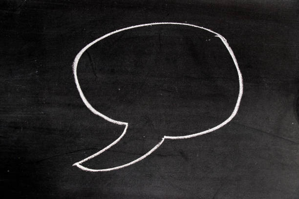 istock White color chalk drawing as blank speech bubble shape on blackboard background 887040366