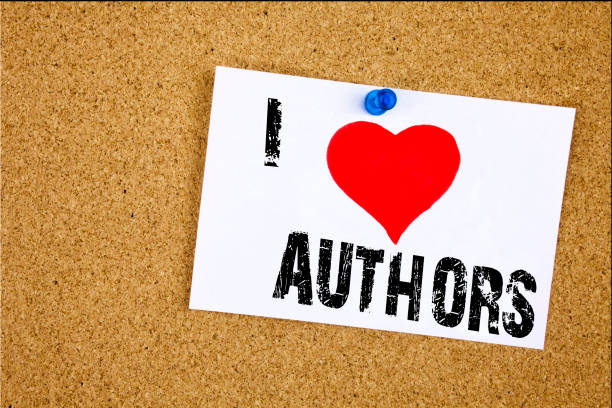 istock Hand writing text caption inspiration showing I Love Authors concept meaning Word Message Text Typography Loving written on sticky note, reminder isolated background with copy space 887040730