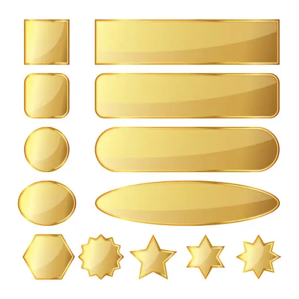Vector illustration of Set of golden buttons. Vector illustration