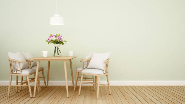 istock dining area in home or restaurant on green tone wall - Interior design for artwork - 3D Rendering 887050034