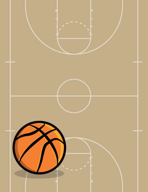 istock Basketball Ball and Court Background Illustration 887061674