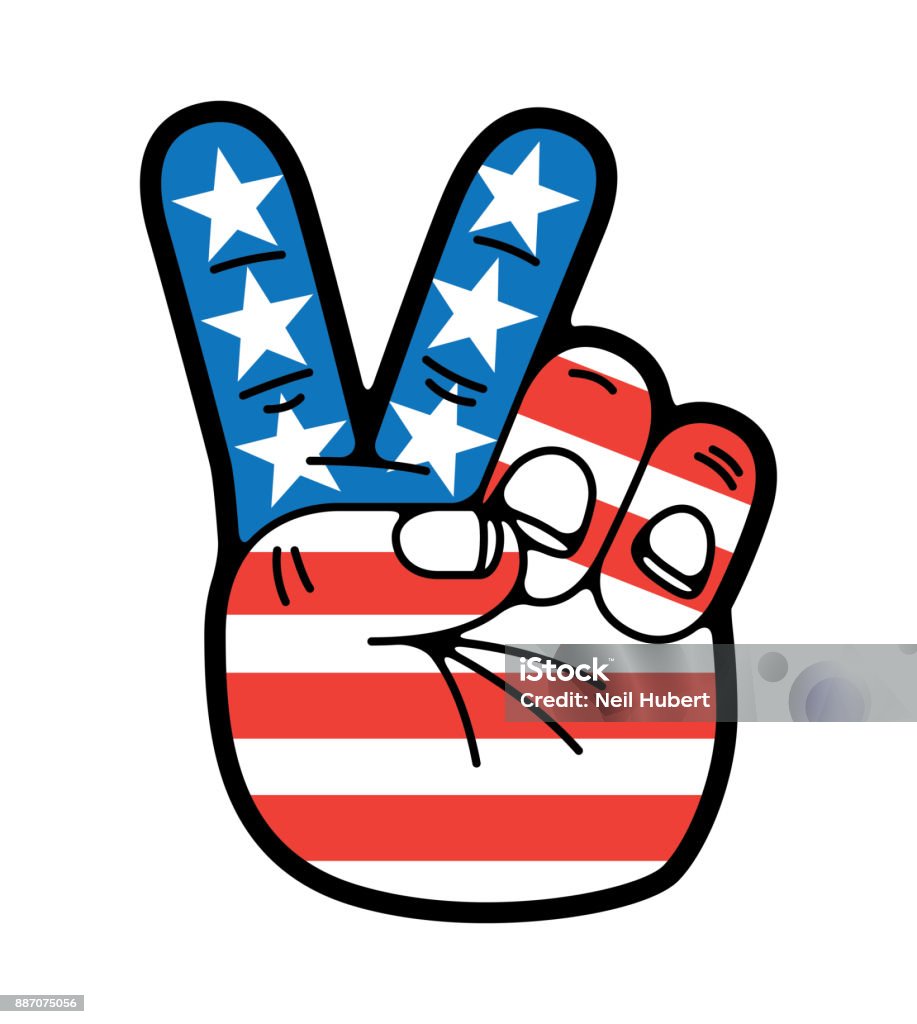 미국 미국의 국기 평화 서명 손 - 로열티 프리 브이 벡터 아트