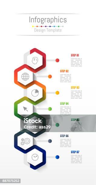 Infographic Design Elements For Your Business Data With 7 Options Parts Steps Timelines Or Processes Vector Illustration Stock Illustration - Download Image Now