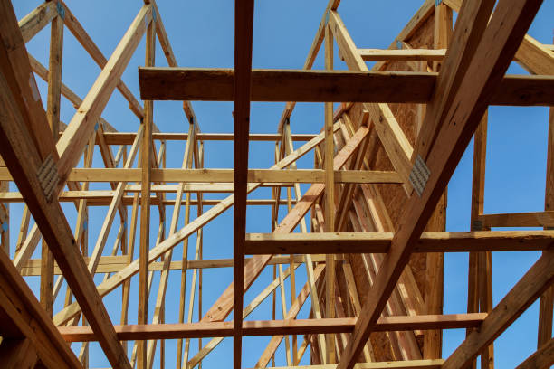istock wooden construction, for home, house building 887091232