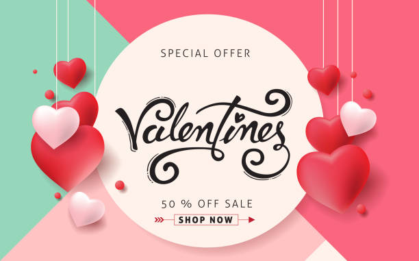 Valentine 15 Valentines day sale background with Heart Shaped Balloons. Vector illustration.banners.Wallpaper.flyers, invitation, posters, brochure, voucher discount. valentines background stock illustrations