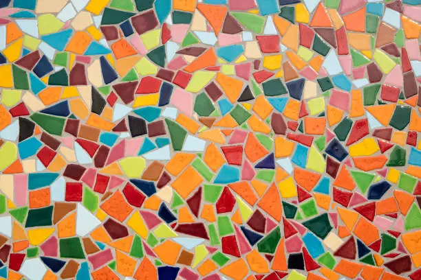 Photo of Detail of a multicolored glass mosaic