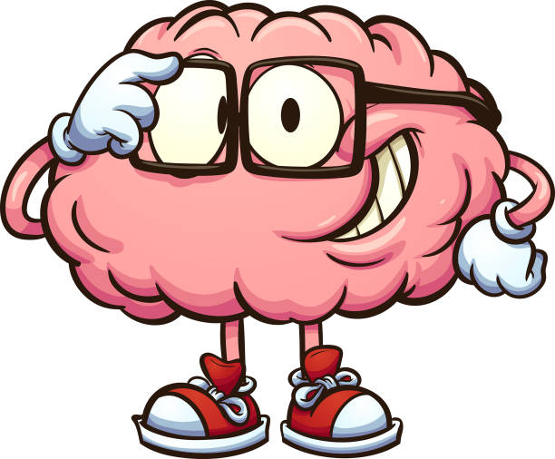 Nerdy brain vector art illustration