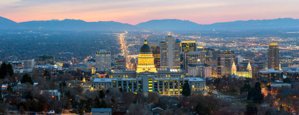 istock Salt Lake City Panorama at Dawn 887158686