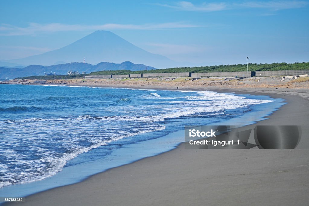 Mount Fuji from Chigasaki Beach Mount Fuji from Chigasaki Beach
 Hiratsuka Stock Photo