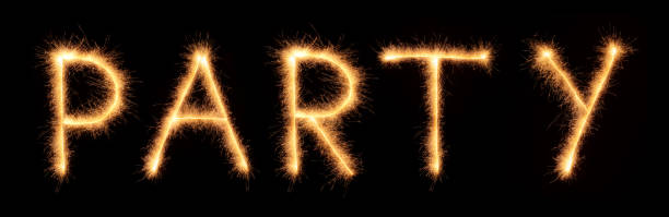 istock PARTY lettering drawn with bengali sparkles on black 887206578