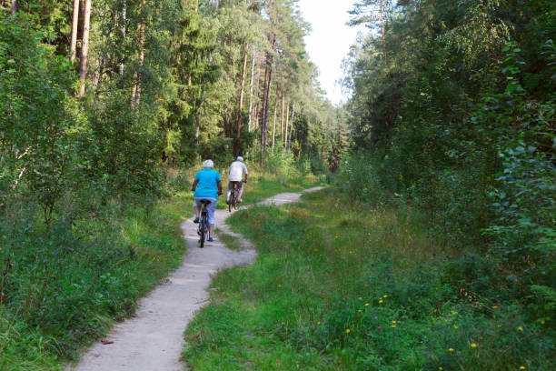 istock active senior couple riding bikes in nature 887216954