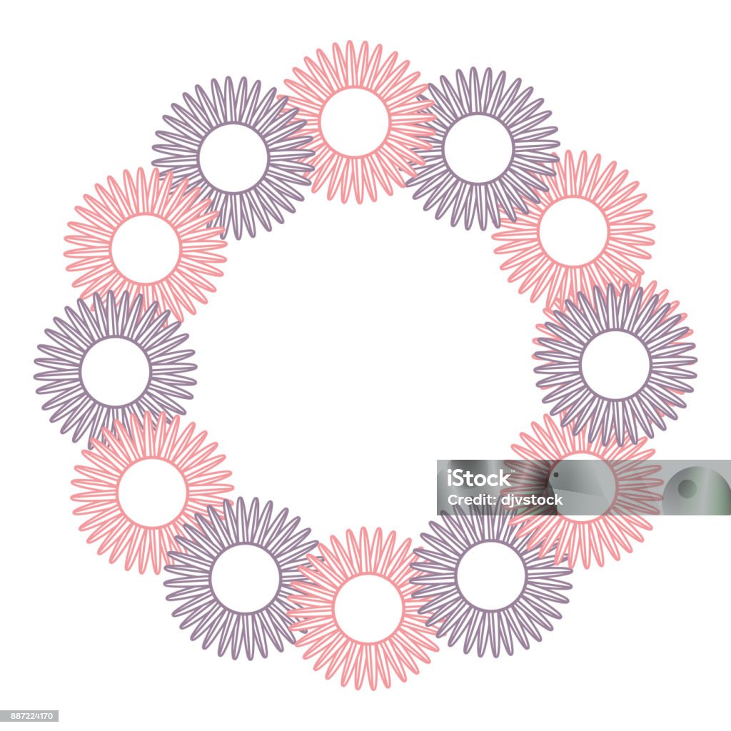Simple Round Flower Vector Round Frame Flower Vector Illustration Stock Illustration - Download ...