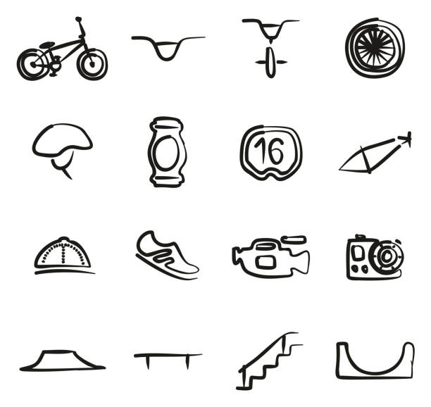 フリーハンドの bmx アイコン - bmx cycling bicycle street jumping点のイラスト素材／クリップアート素材／マンガ素材／アイコン素材
