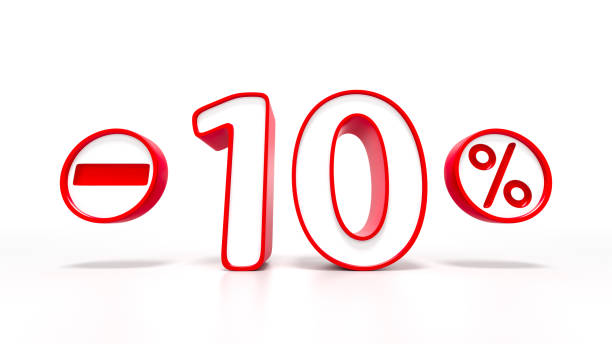 istock 10 percent red symbol isolated on white background 887240008